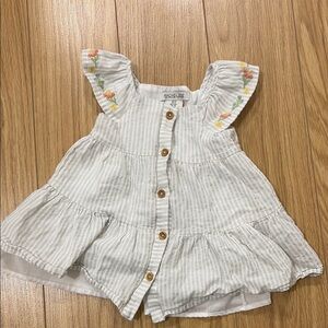 Rachel Zoe White and Gray Striped Baby Dress